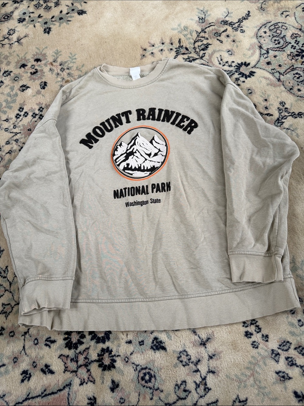 H&M Beige Mount Rainier National Park Crewneck Sweatshirt